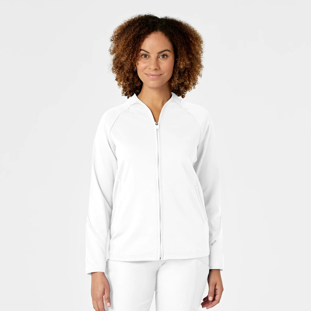 Wink Scrubs Women's Fleece Full Zip Jacket White | scrub-supply.com