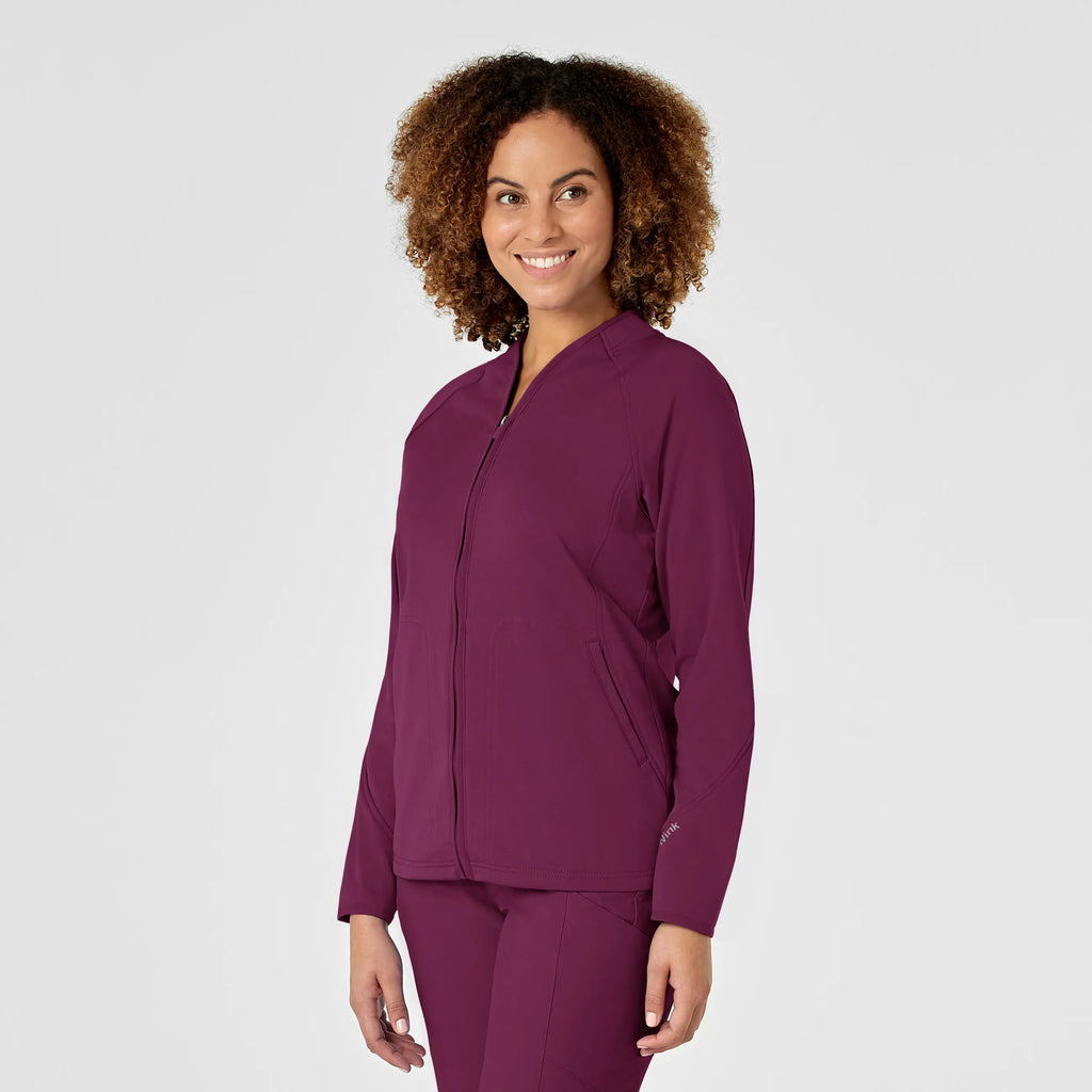 Wink Scrubs Women's Fleece Full Zip Jacket Wine | scrub-supply.com