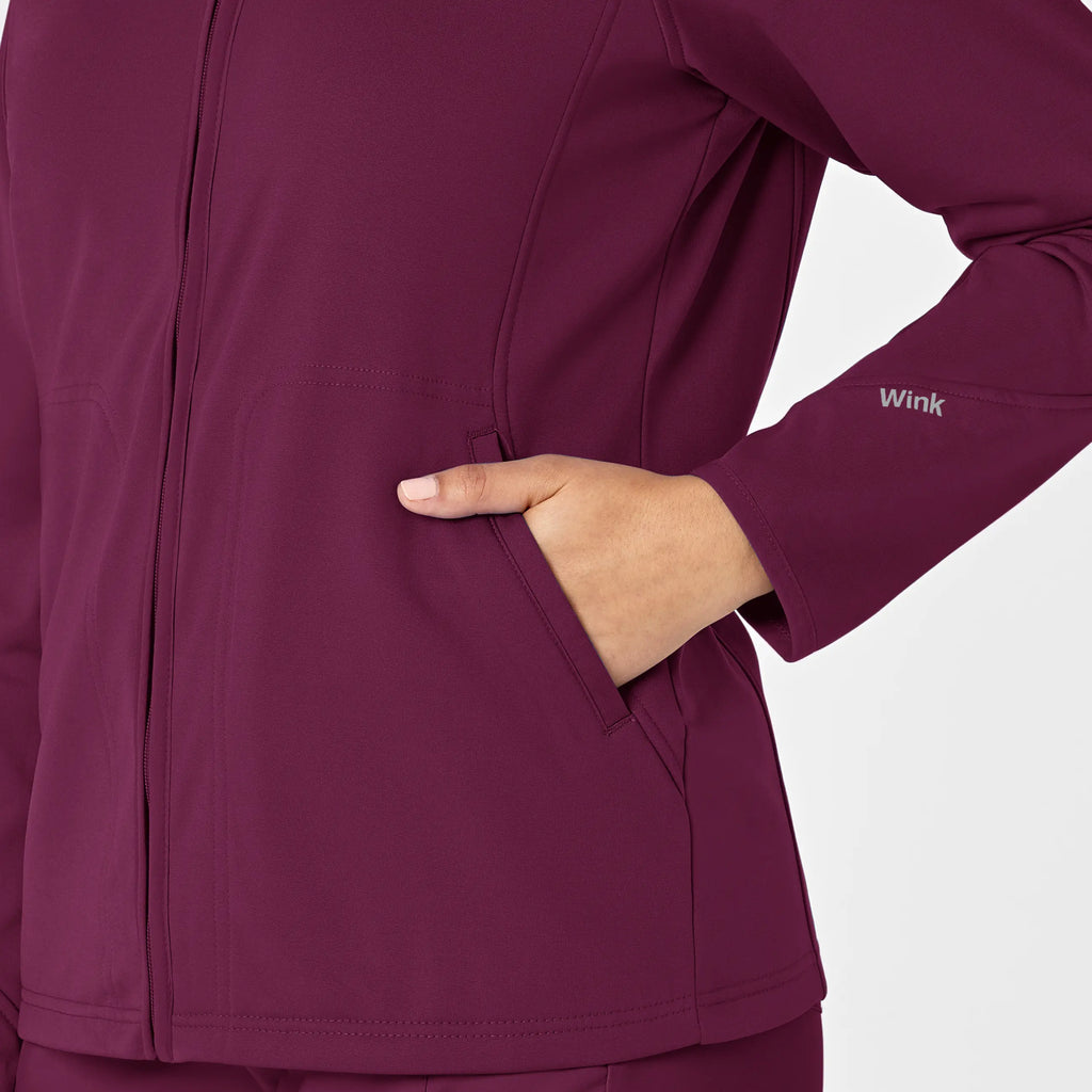 Wink Scrubs Women's Fleece Full Zip Jacket Wine | scrub-supply.com