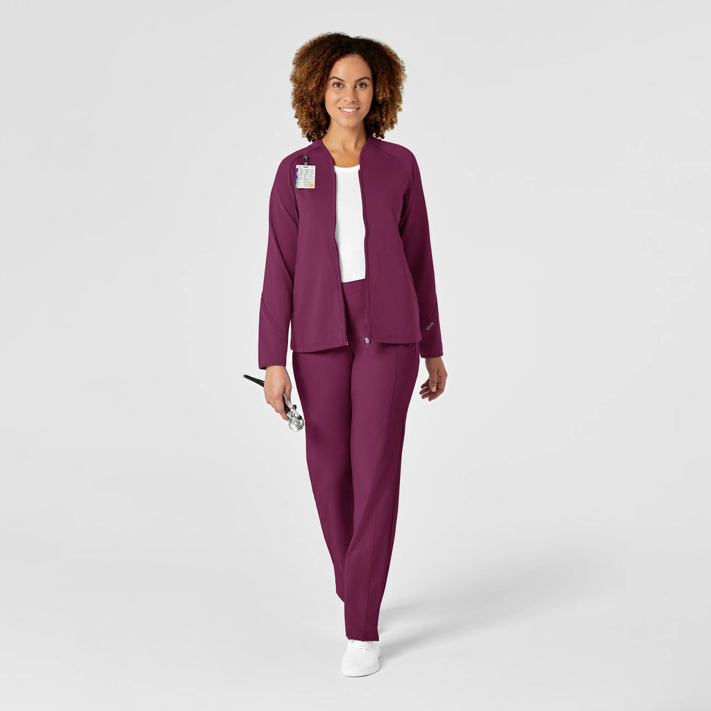 Wink Scrubs Women's Fleece Full Zip Jacket Wine | scrub-supply.com