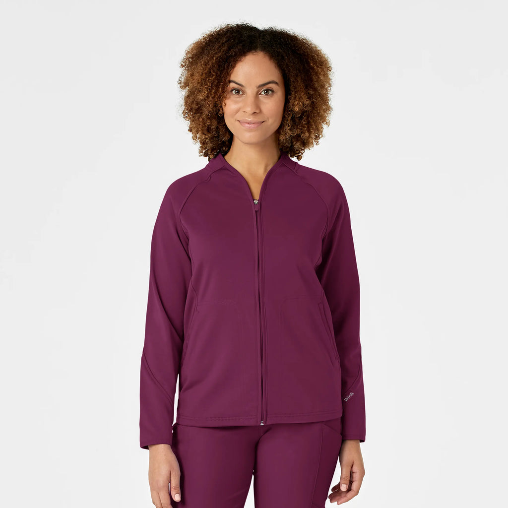 Wink Scrubs Women's Fleece Full Zip Jacket Wine | scrub-supply.com