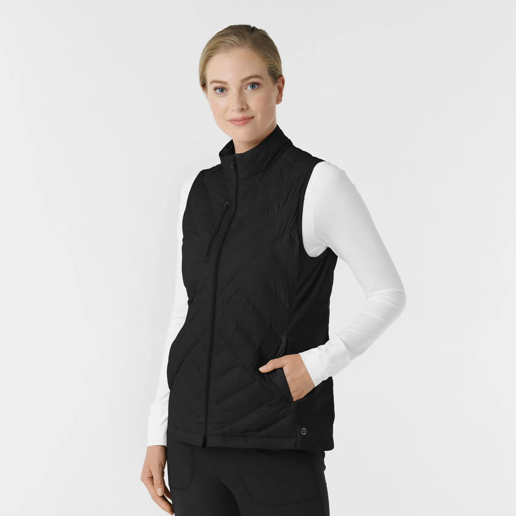 Wink Scrubs Women's Quilted Scrub Vest Black | scrub-supply.com