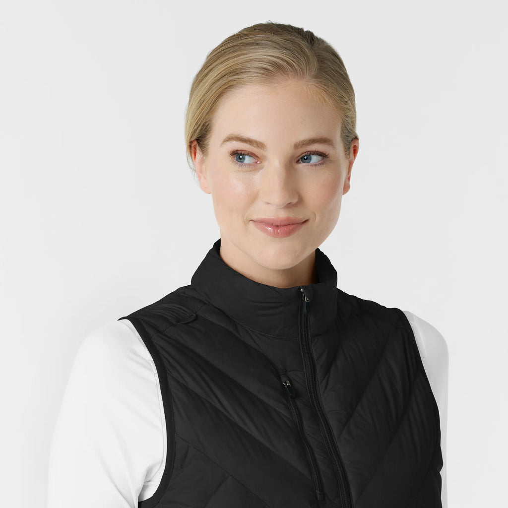 Wink Scrubs Women's Quilted Scrub Vest Black | scrub-supply.com