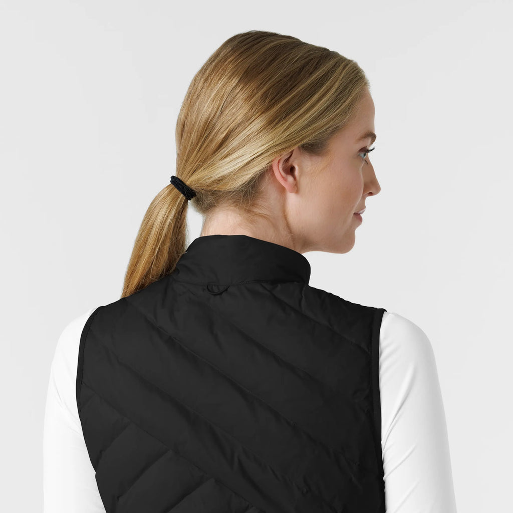 Wink Scrubs Women's Quilted Scrub Vest Black | scrub-supply.com