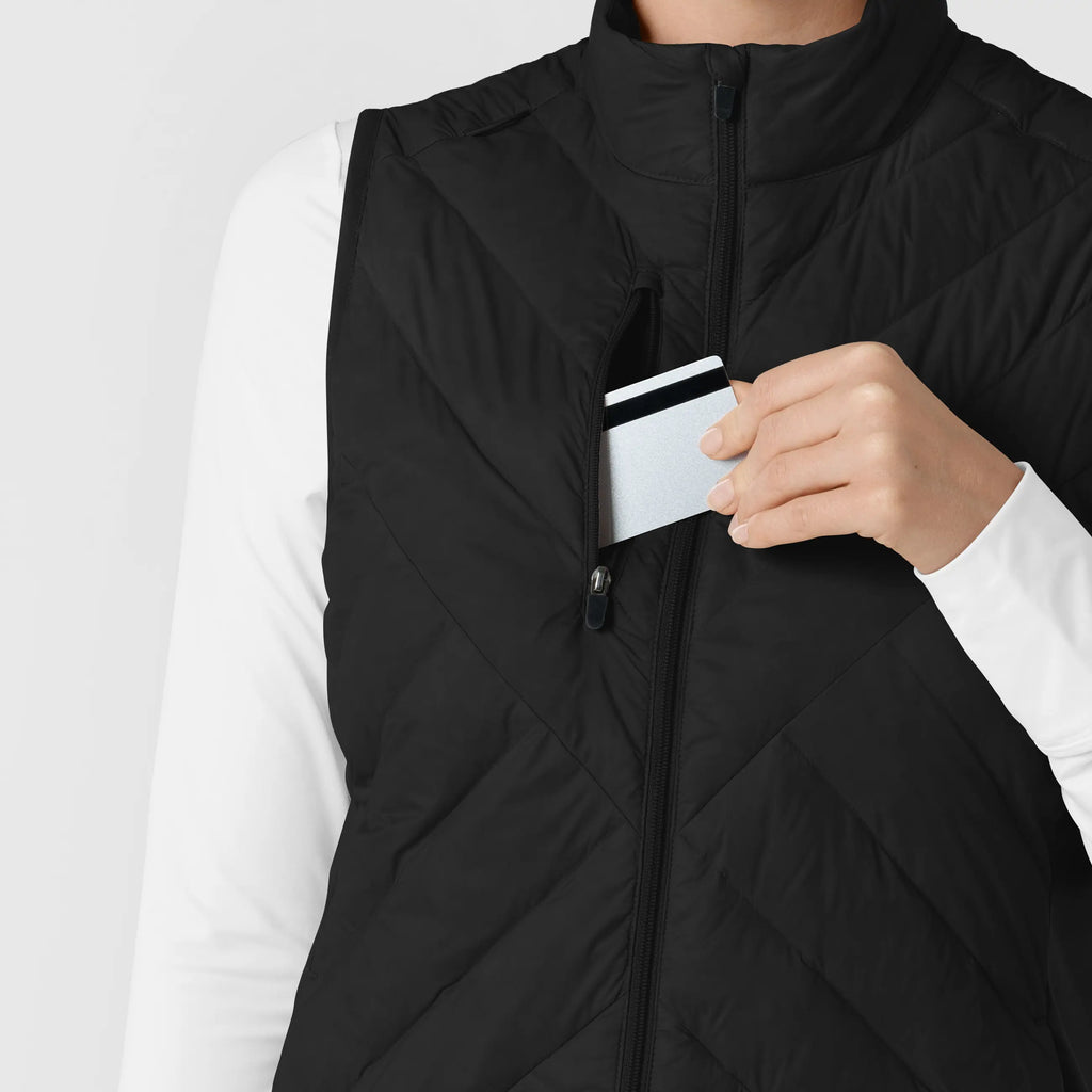 Wink Scrubs Women's Quilted Scrub Vest Black | scrub-supply.com