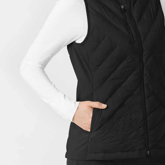 Wink Scrubs Women's Quilted Scrub Vest Black | scrub-supply.com