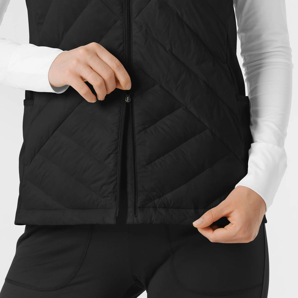 Wink Scrubs Women's Quilted Scrub Vest Black | scrub-supply.com