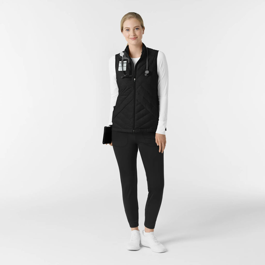 Wink Scrubs Women's Quilted Scrub Vest Black | scrub-supply.com