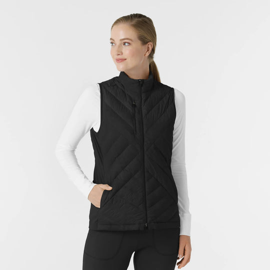 Wink Scrubs Women's Quilted Scrub Vest Black | scrub-supply.com