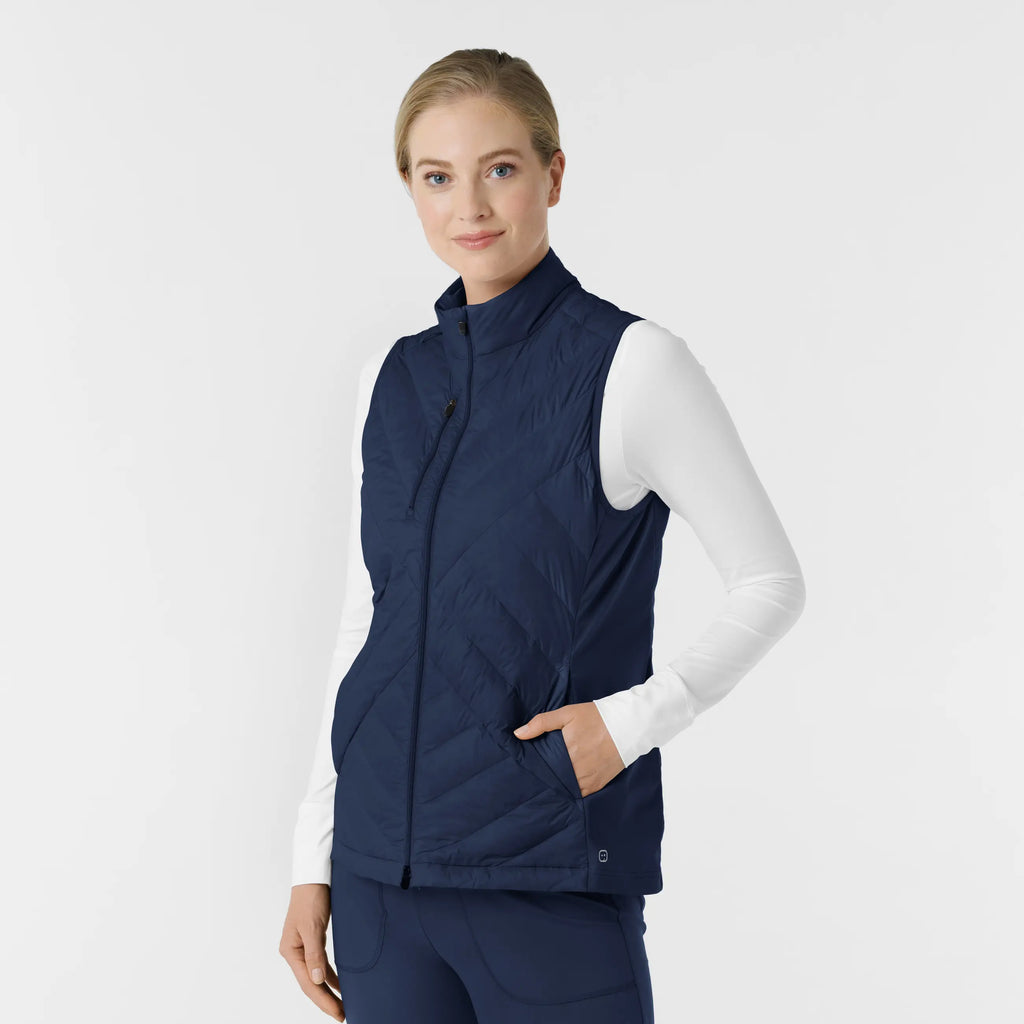 Wink Scrubs Women's Quilted Scrub Vest Navy | scrub-supply.com