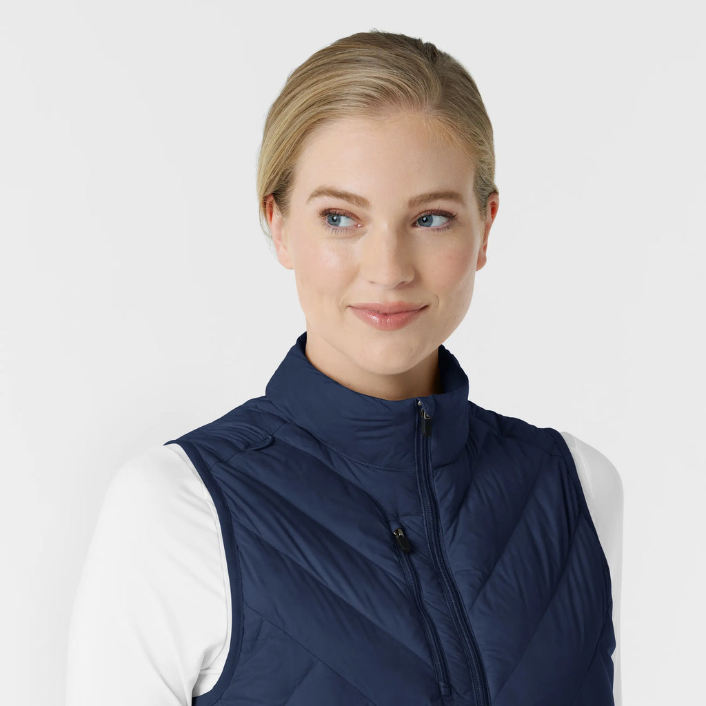 Wink Scrubs Women's Quilted Scrub Vest Navy | scrub-supply.com