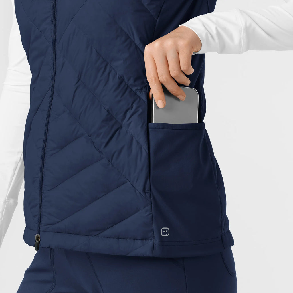 Wink Scrubs Women's Quilted Scrub Vest Navy | scrub-supply.com