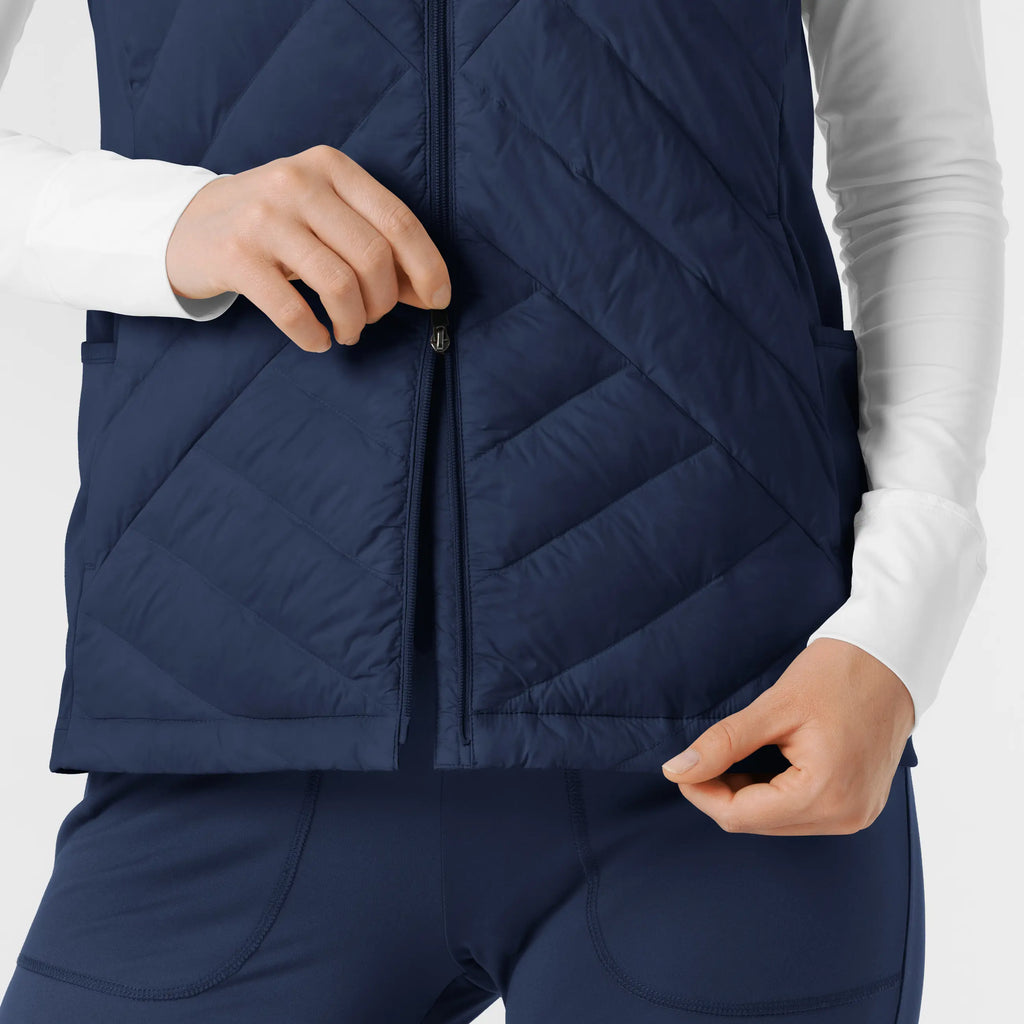 Wink Scrubs Women's Quilted Scrub Vest Navy | scrub-supply.com