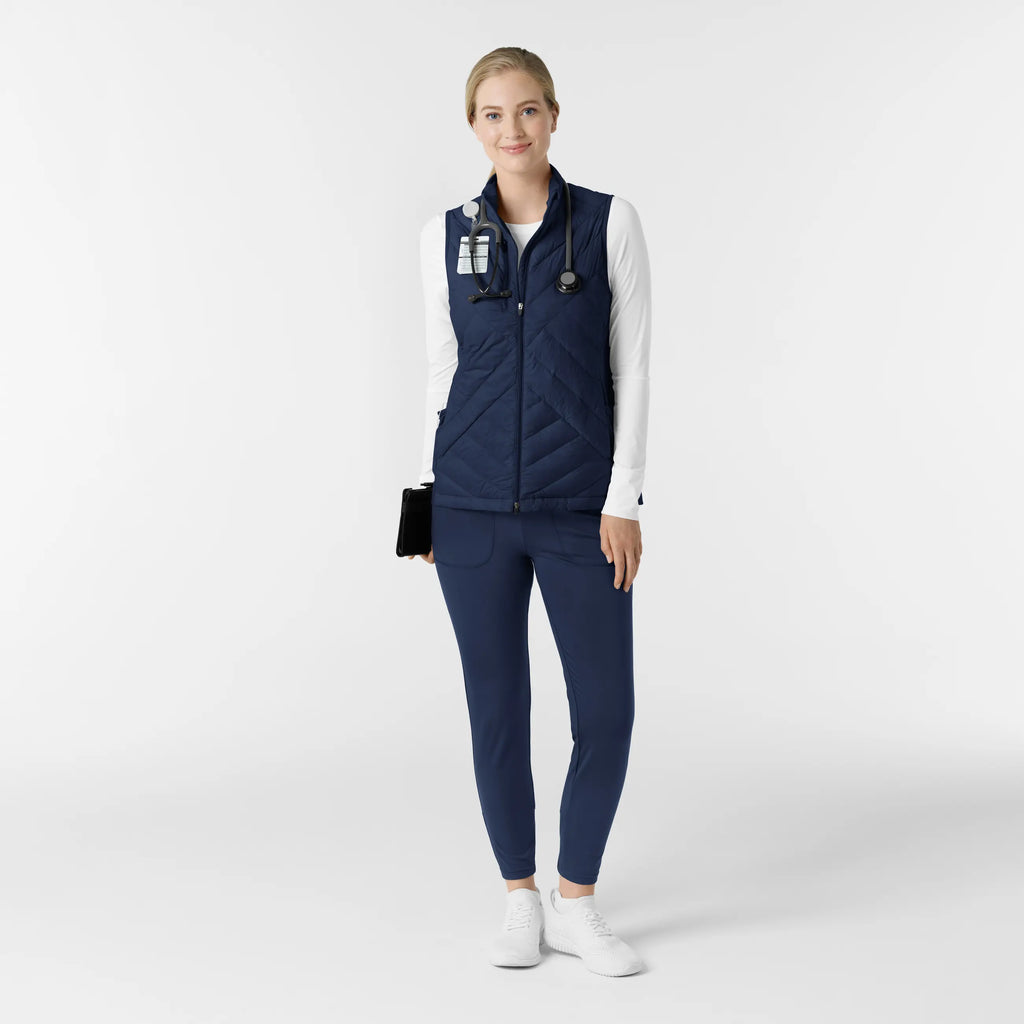 Wink Scrubs Women's Quilted Scrub Vest Navy | scrub-supply.com