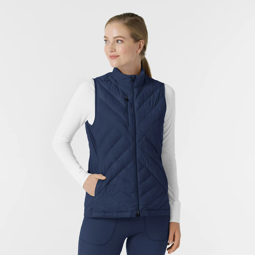Wink Scrubs Women's Quilted Scrub Vest Navy | scrub-supply.com