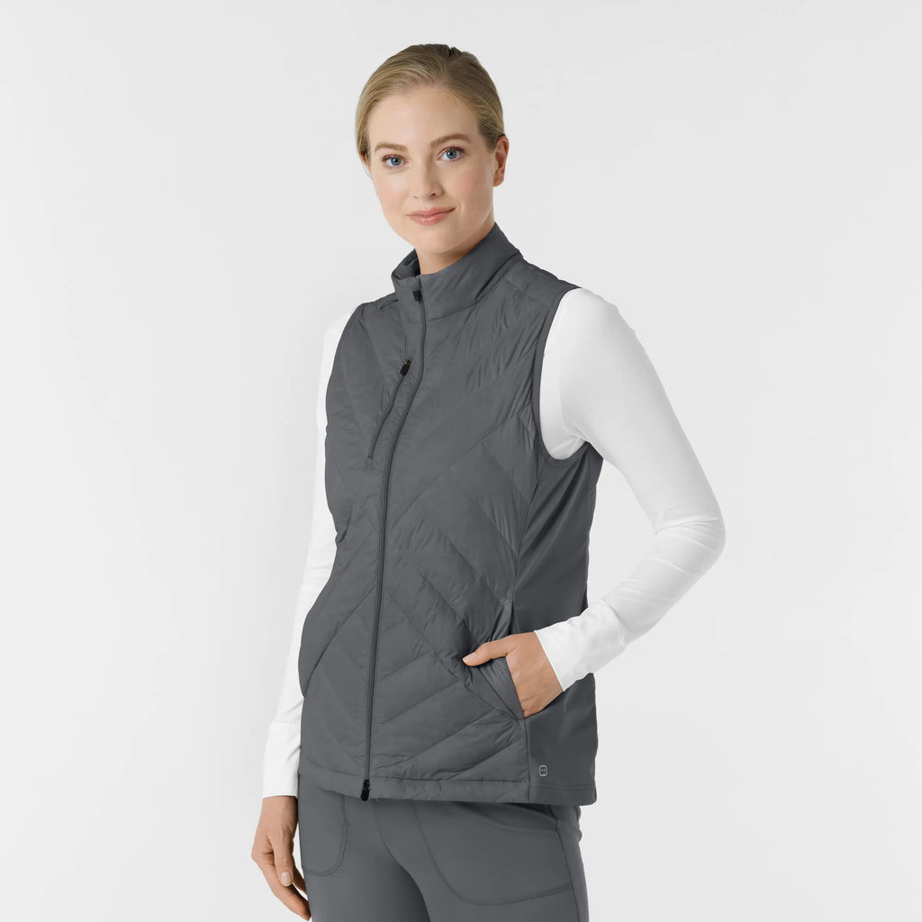 Wink Scrubs Women's Quilted Scrub Vest Pewter | scrub-supply.com