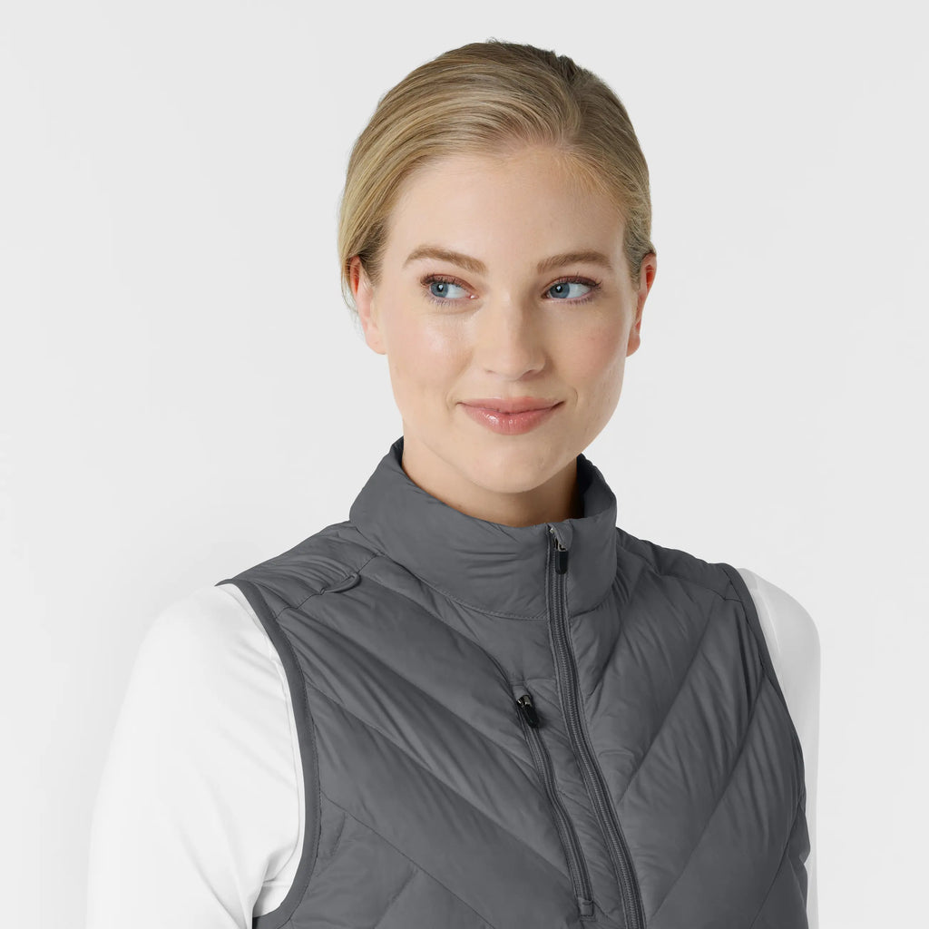 Wink Scrubs Women's Quilted Scrub Vest Pewter | scrub-supply.com