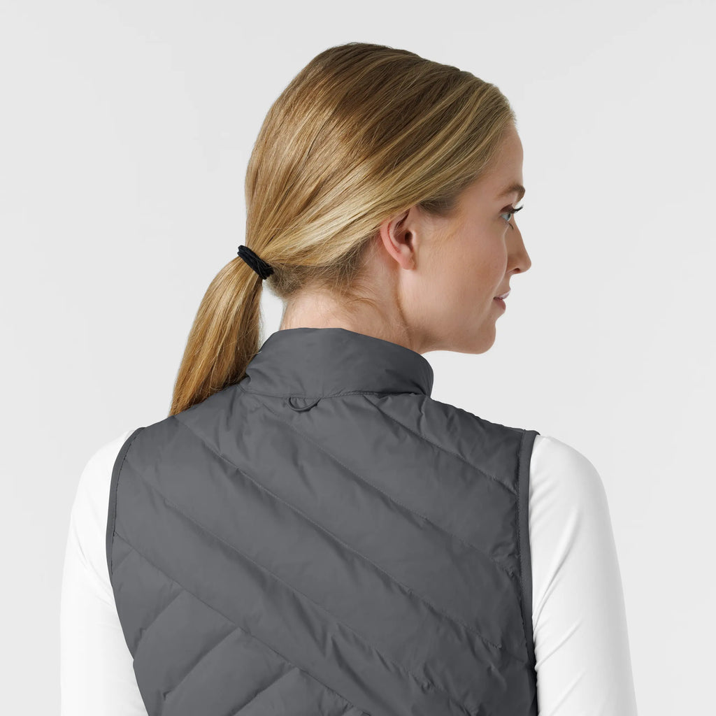 Wink Scrubs Women's Quilted Scrub Vest Pewter | scrub-supply.com