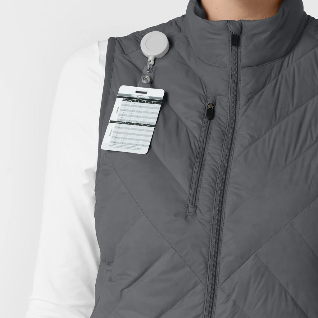 Wink Scrubs Women's Quilted Scrub Vest Pewter | scrub-supply.com