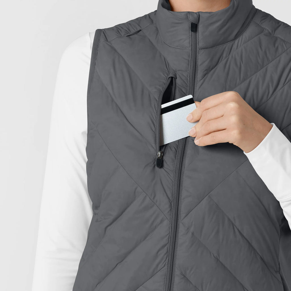 Wink Scrubs Women's Quilted Scrub Vest Pewter | scrub-supply.com