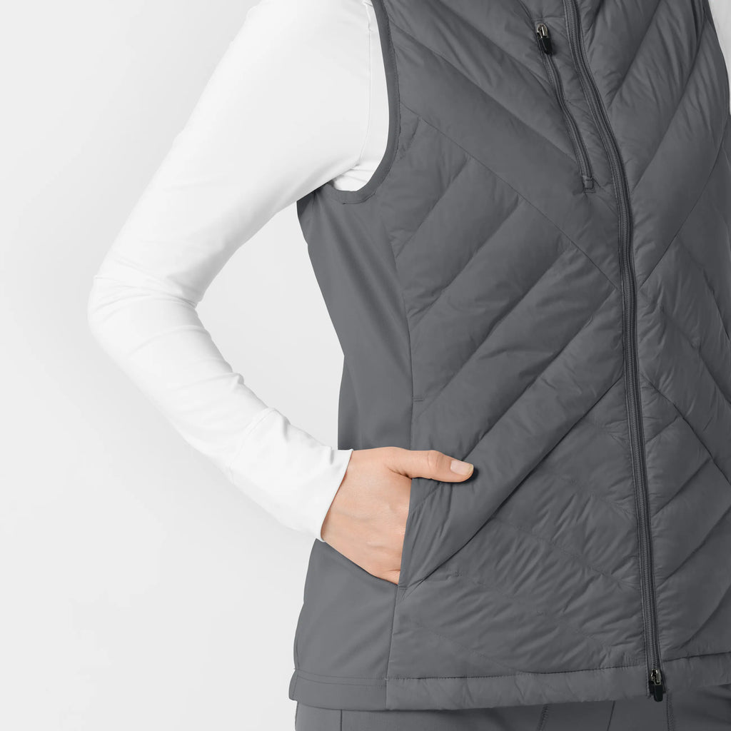 Wink Scrubs Women's Quilted Scrub Vest Pewter | scrub-supply.com