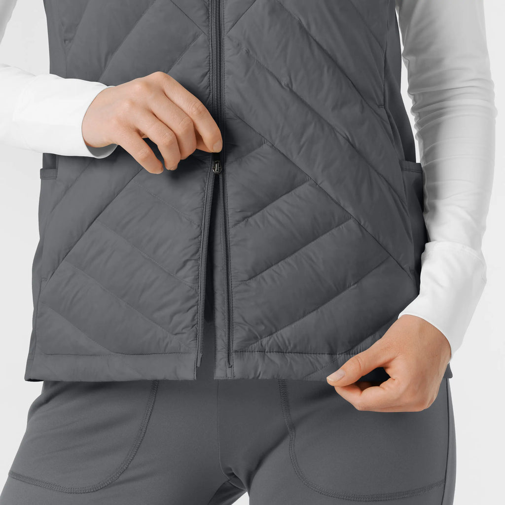 Wink Scrubs Women's Quilted Scrub Vest Pewter | scrub-supply.com