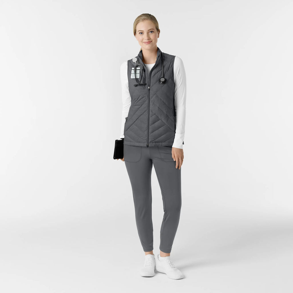 Wink Scrubs Women's Quilted Scrub Vest Pewter | scrub-supply.com