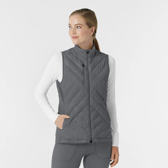 Wink Scrubs Women's Quilted Scrub Vest Pewter | scrub-supply.com
