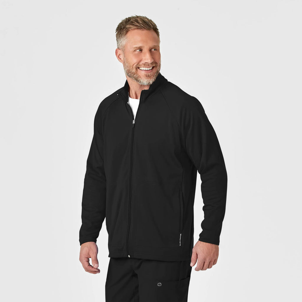 Wink Scrubs Men's Fleece Full Zip Jacket Black | scrub-supply.com