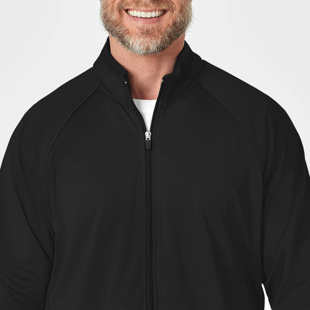 Wink Scrubs Men's Fleece Full Zip Jacket Black | scrub-supply.com