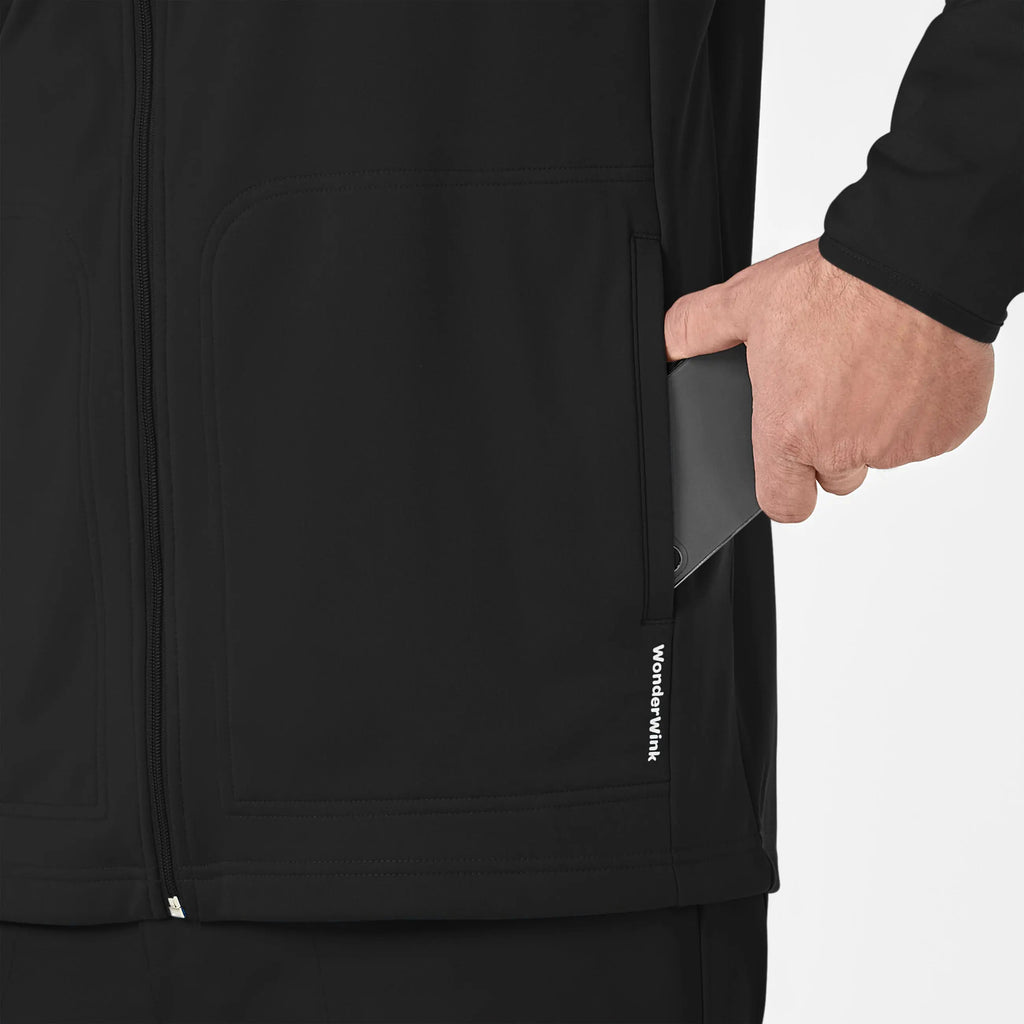 Wink Scrubs Men's Fleece Full Zip Jacket Black | scrub-supply.com