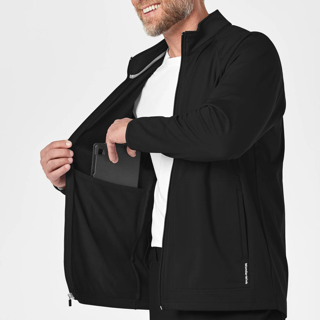 Wink Scrubs Men's Fleece Full Zip Jacket Black | scrub-supply.com