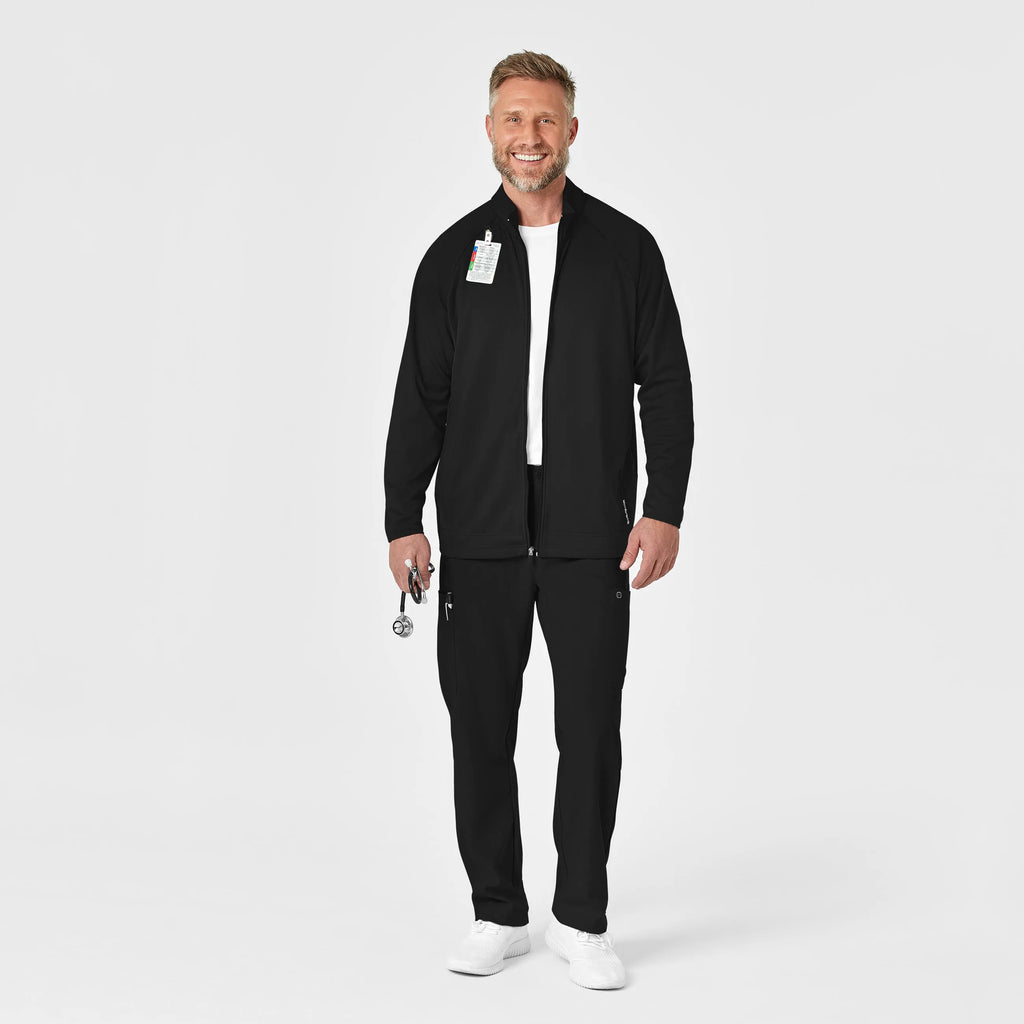 Wink Scrubs Men's Fleece Full Zip Jacket Black | scrub-supply.com