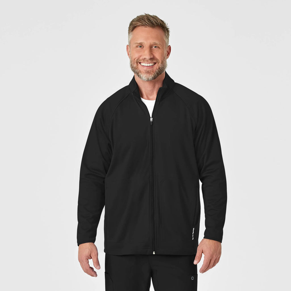 Wink Scrubs Men's Fleece Full Zip Jacket Black | scrub-supply.com