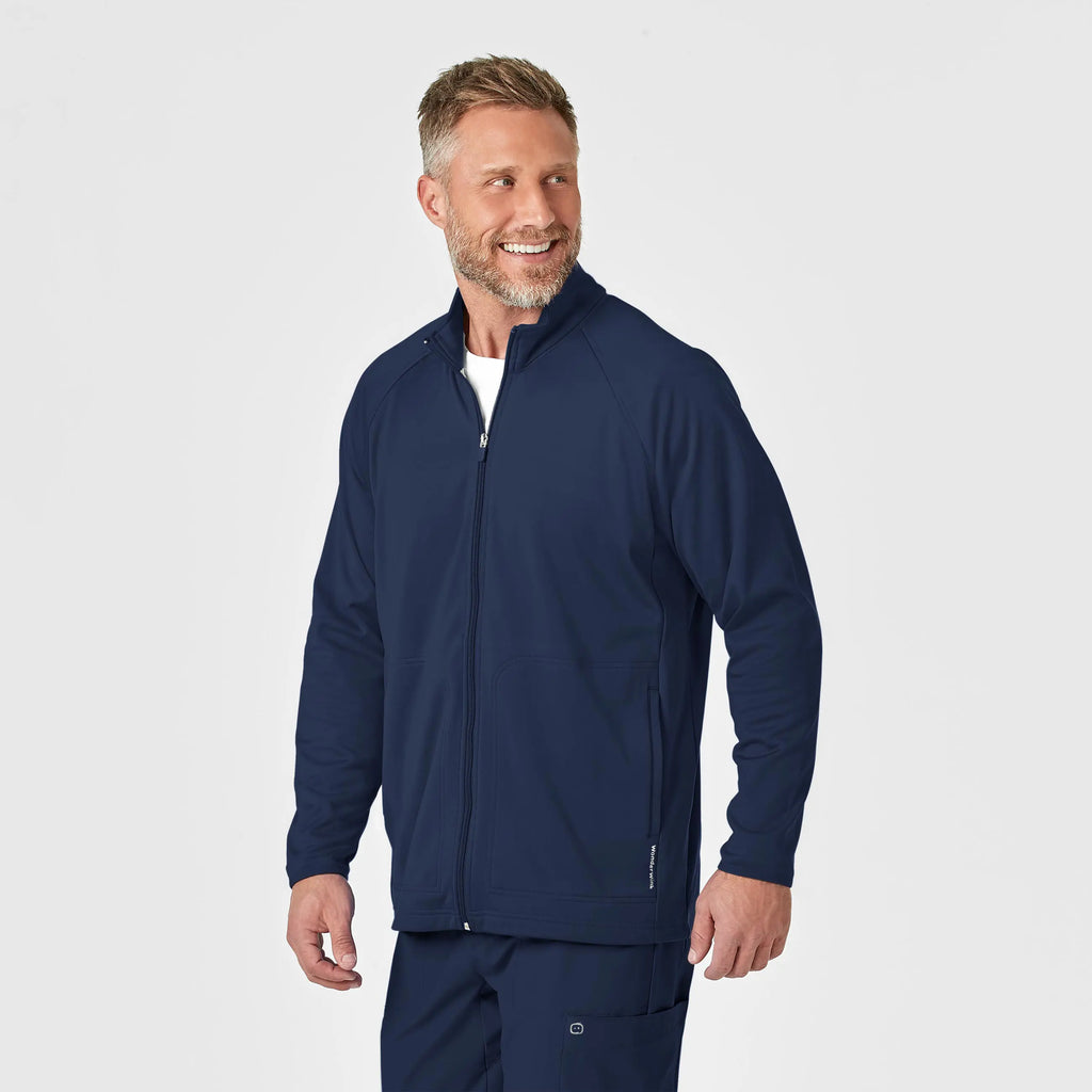 Wink Scrubs Men's Fleece Full Zip Jacket Navy | scrub-supply.com