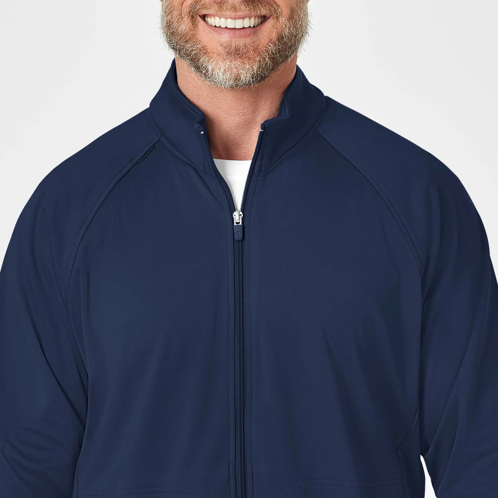 Wink Scrubs Men's Fleece Full Zip Jacket Navy | scrub-supply.com