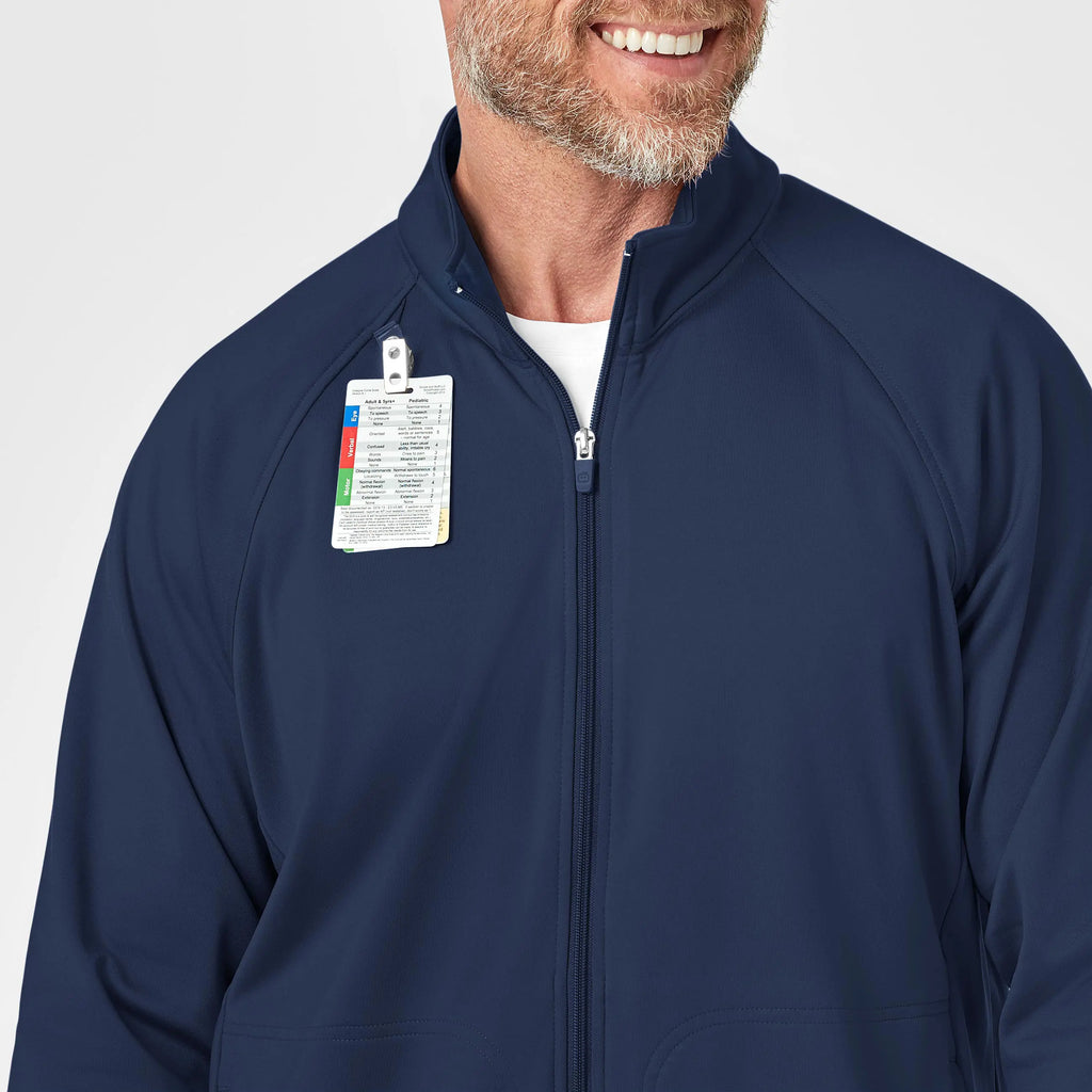 Wink Scrubs Men's Fleece Full Zip Jacket Navy | scrub-supply.com