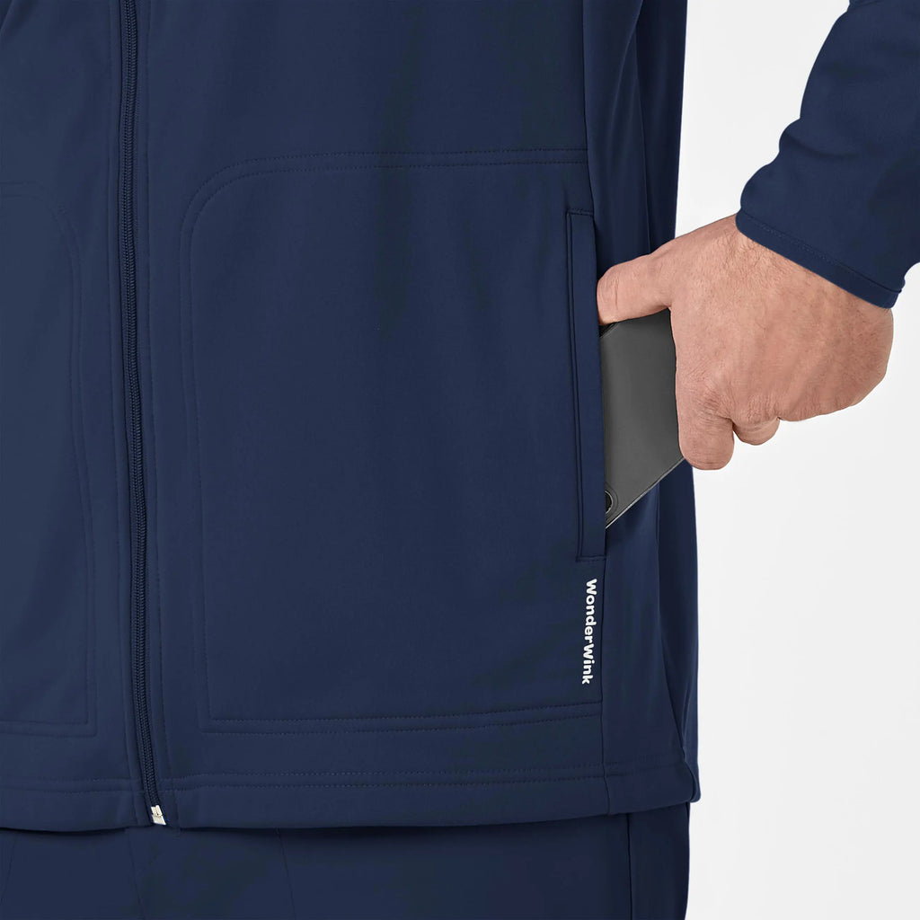 Wink Scrubs Men's Fleece Full Zip Jacket Navy | scrub-supply.com