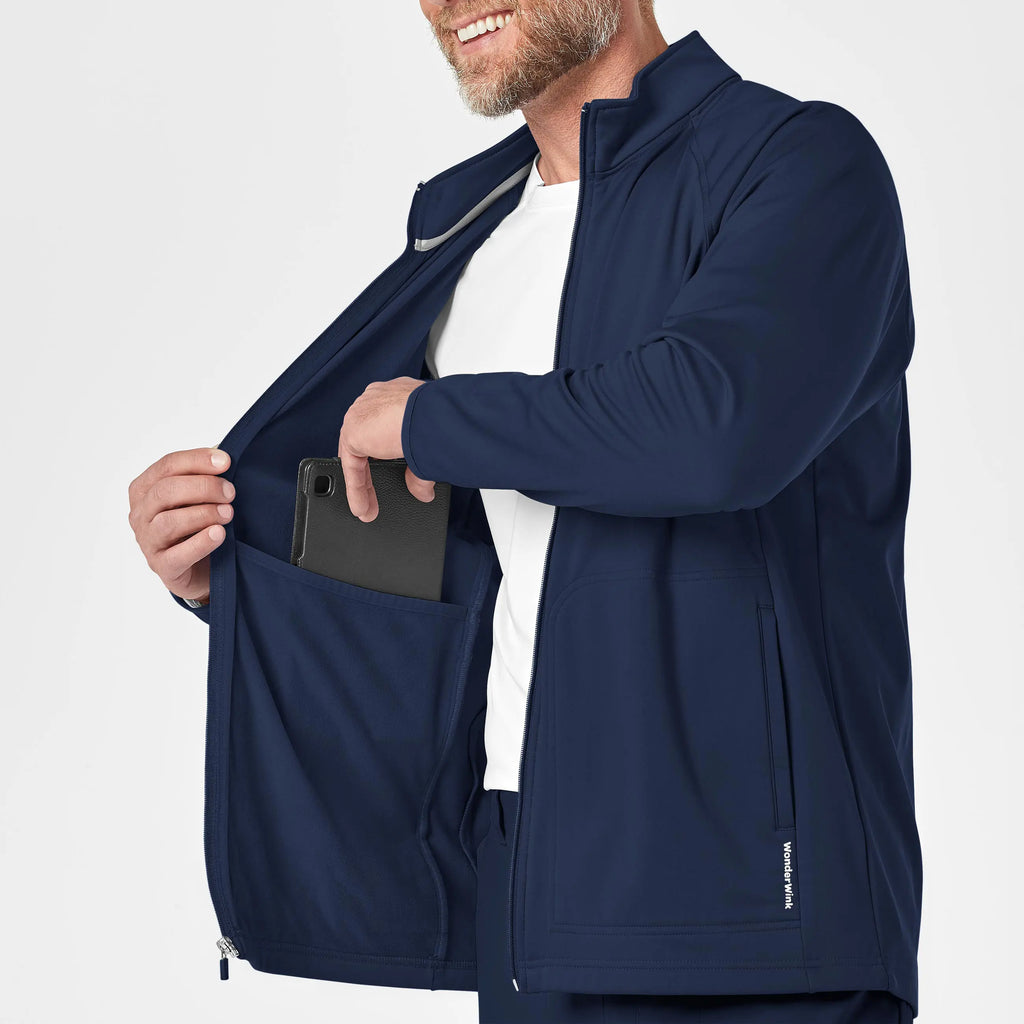 Wink Scrubs Men's Fleece Full Zip Jacket Navy | scrub-supply.com