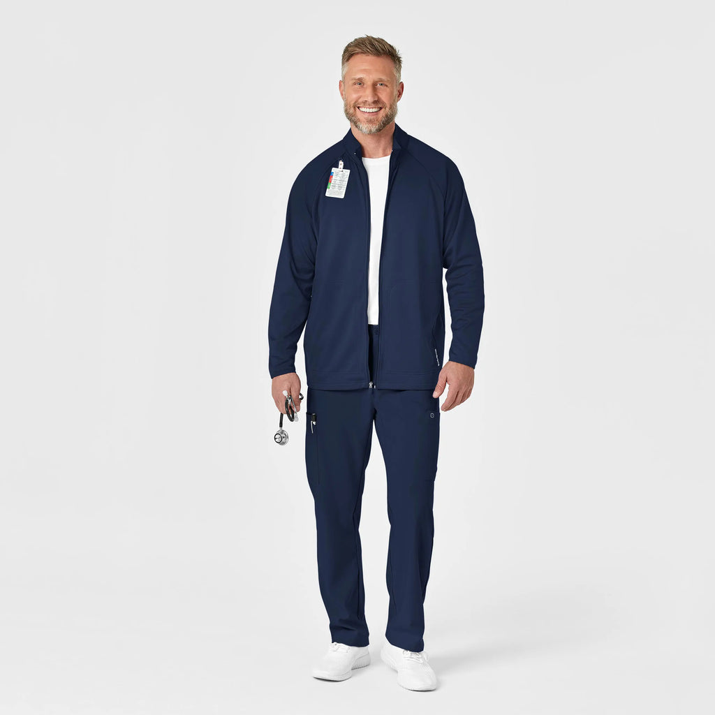 Wink Scrubs Men's Fleece Full Zip Jacket Navy | scrub-supply.com