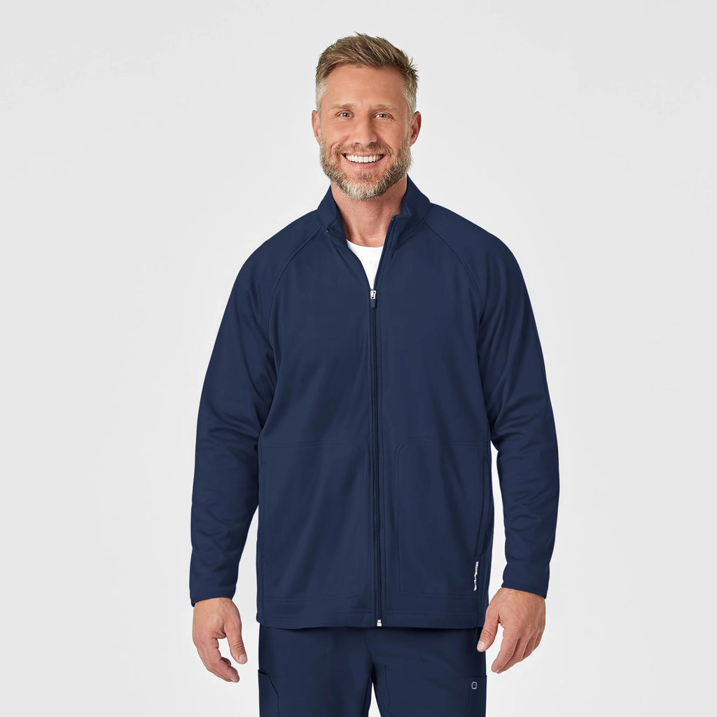 Wink Scrubs Men's Fleece Full Zip Jacket Navy | scrub-supply.com