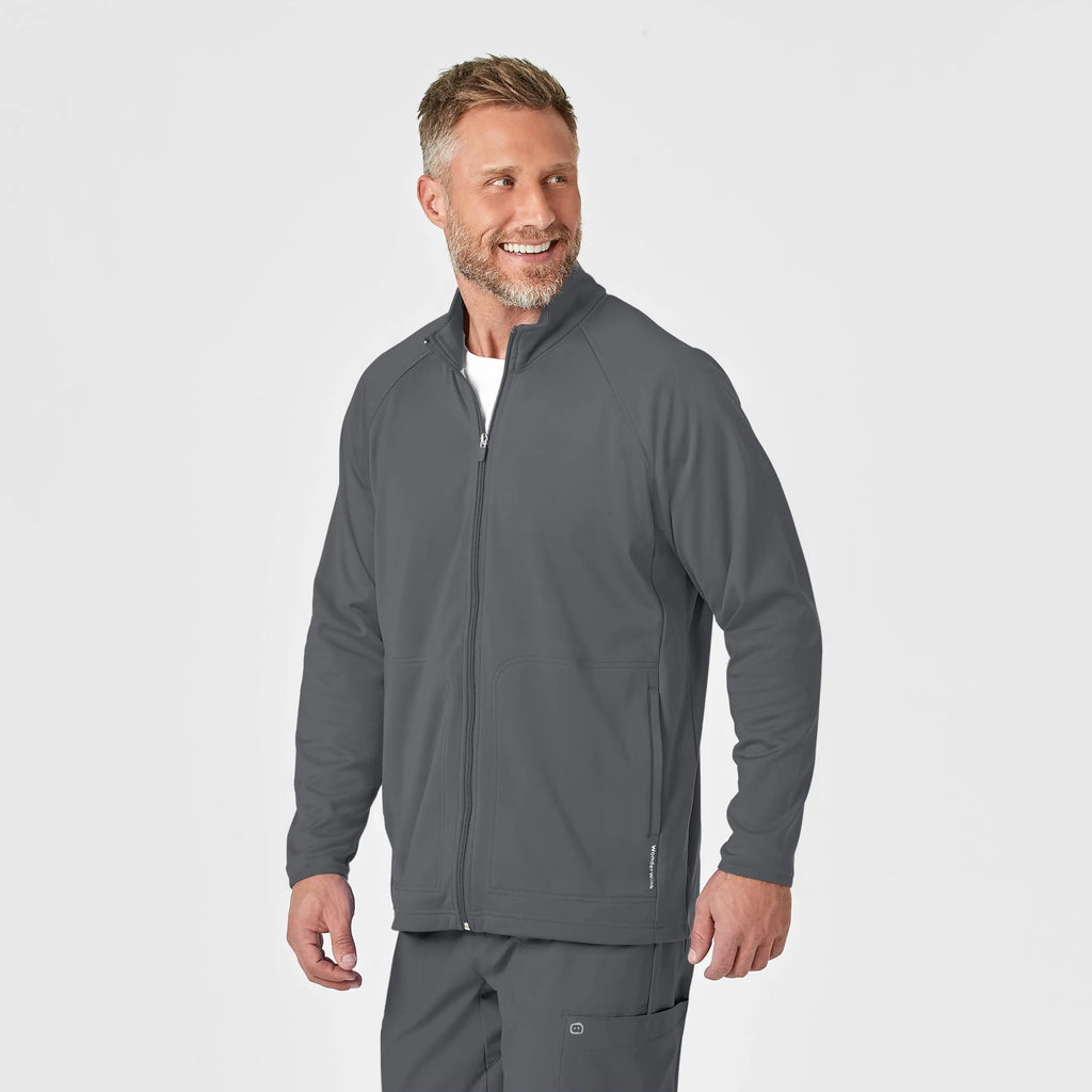 Wink Scrubs Men's Fleece Full Zip Jacket Pewter | scrub-supply.com