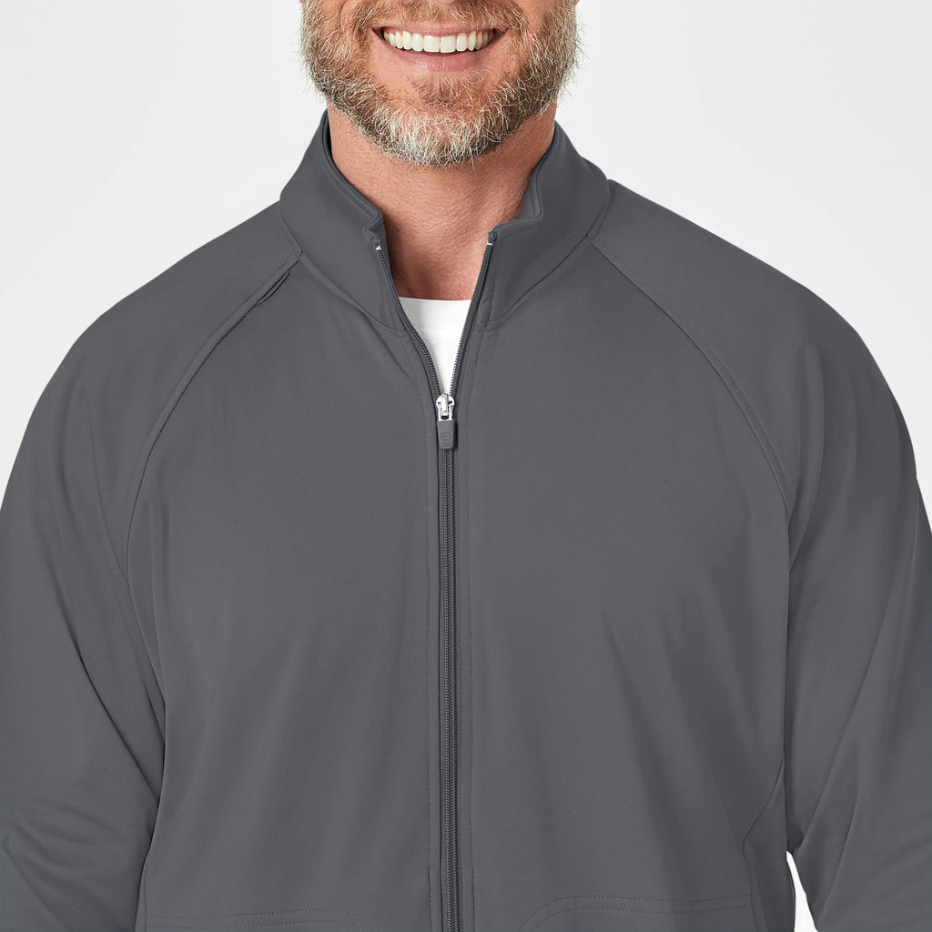 Wink Scrubs Men's Fleece Full Zip Jacket Pewter | scrub-supply.com