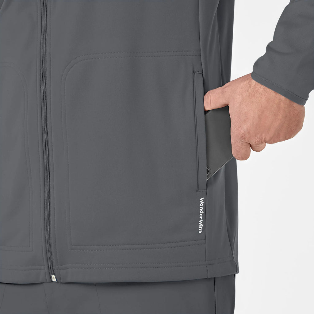 Wink Scrubs Men's Fleece Full Zip Jacket Pewter | scrub-supply.com