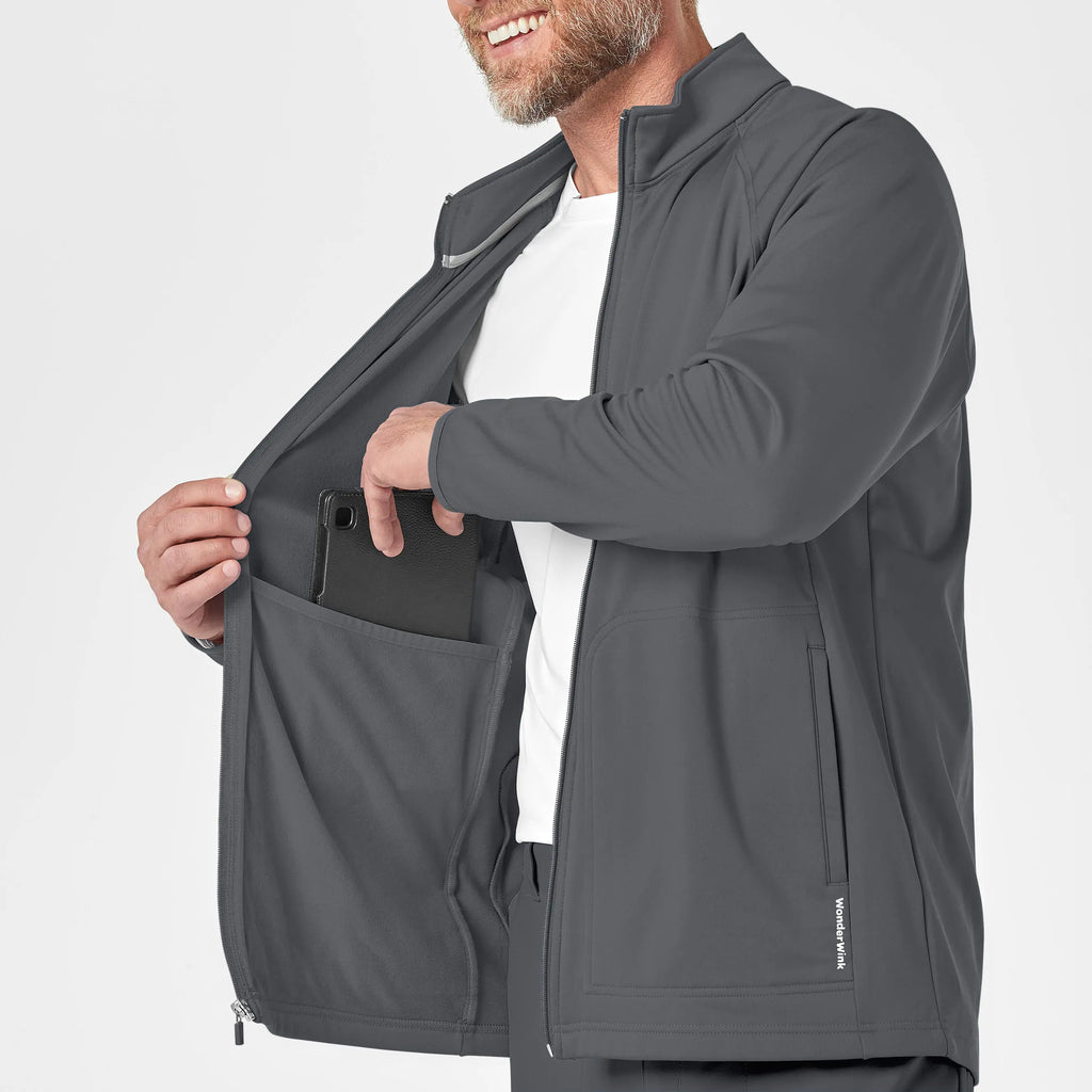 Wink Scrubs Men's Fleece Full Zip Jacket Pewter | scrub-supply.com