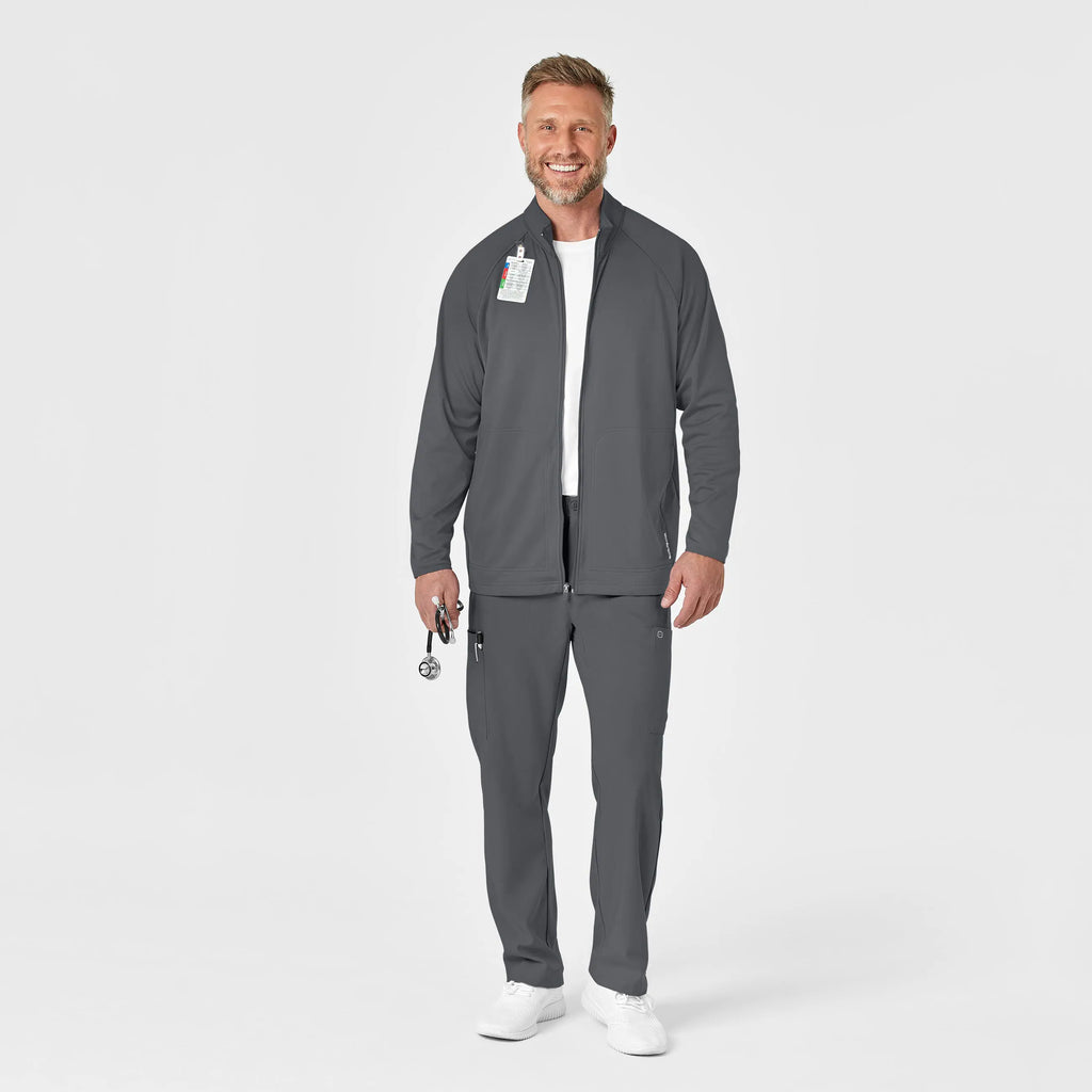 Wink Scrubs Men's Fleece Full Zip Jacket Pewter | scrub-supply.com