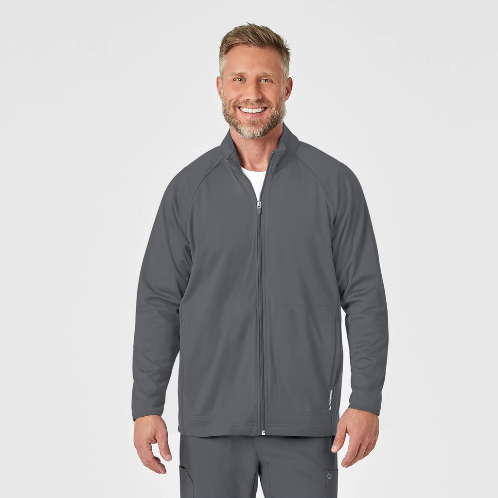 Wink Scrubs Men's Fleece Full Zip Jacket Pewter | scrub-supply.com