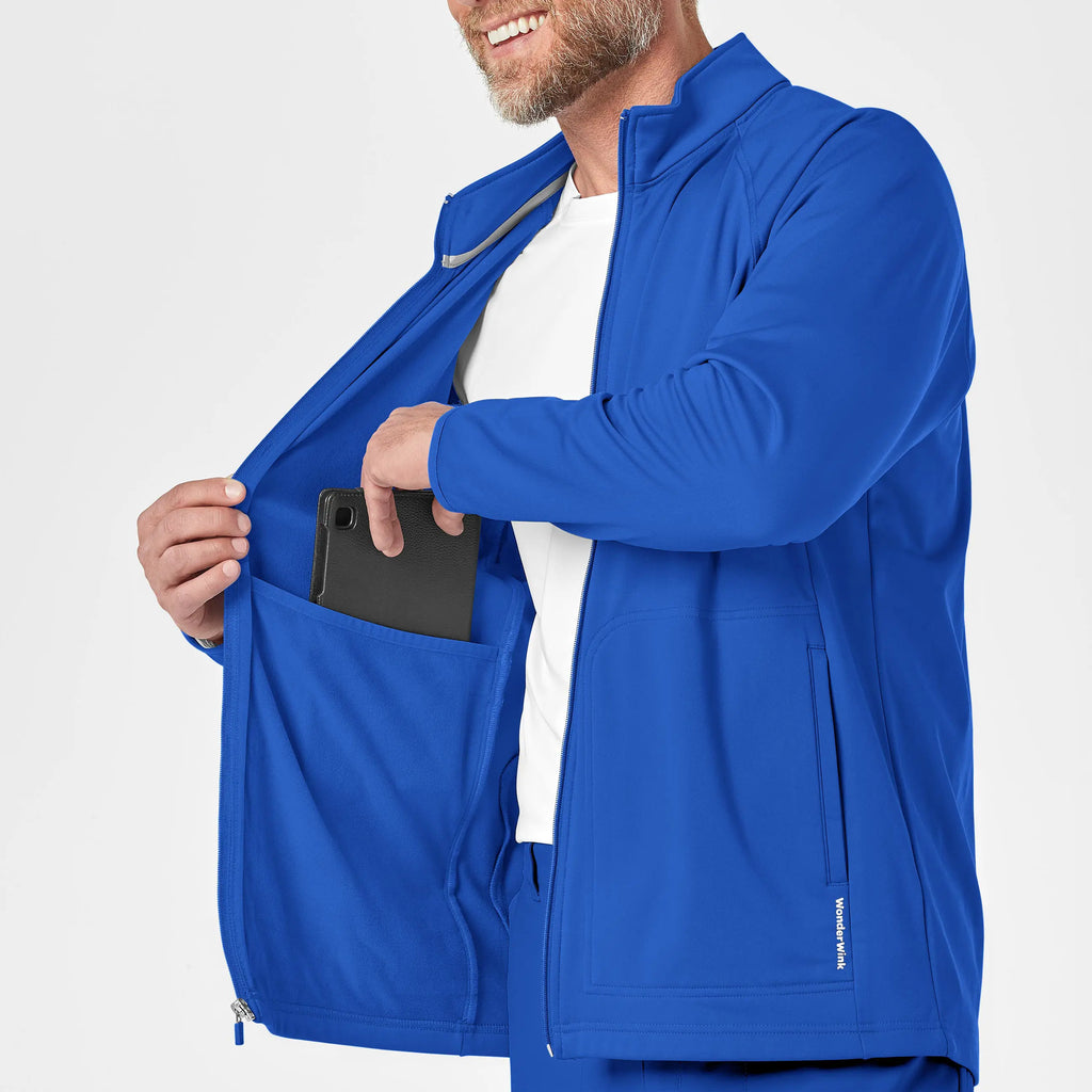 Wink Scrubs Men's Fleece Full Zip Jacket Royal Blue | scrub-supply.com