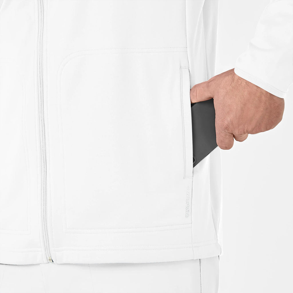 Wink Scrubs Men's Fleece Full Zip Jacket White | scrub-supply.com