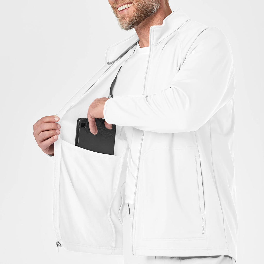 Wink Scrubs Men's Fleece Full Zip Jacket White | scrub-supply.com